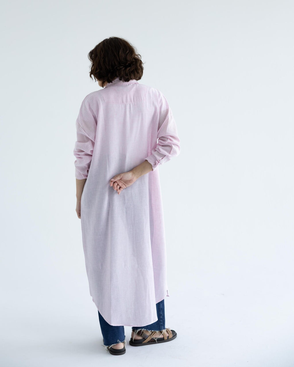 Pink Long Linen Shirt