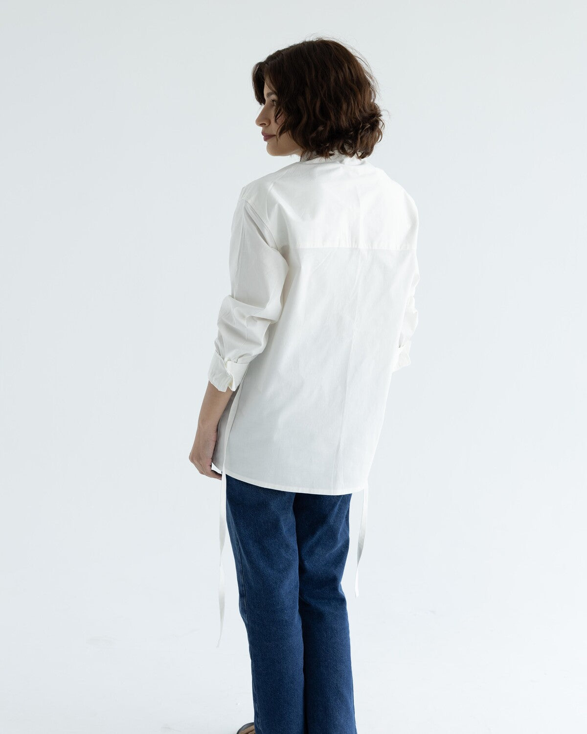 White Belted Cotton Shirt