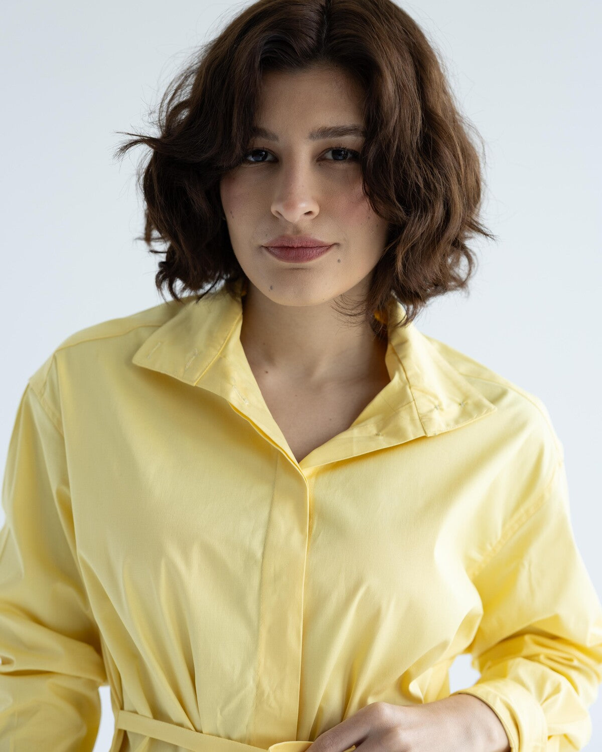Yellow Belted Cotton Shirt