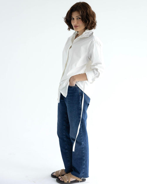 Belted cotton shirt