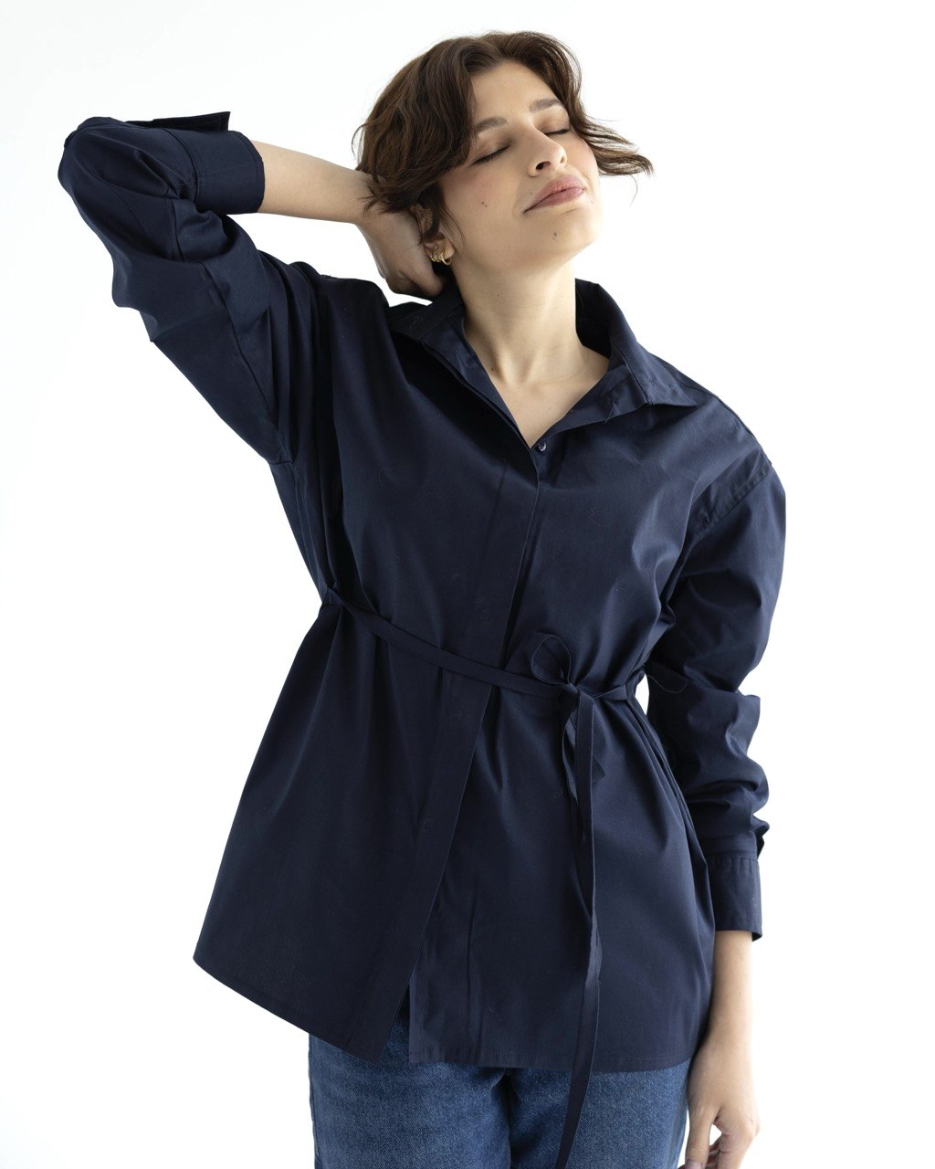 Belted cotton shirt