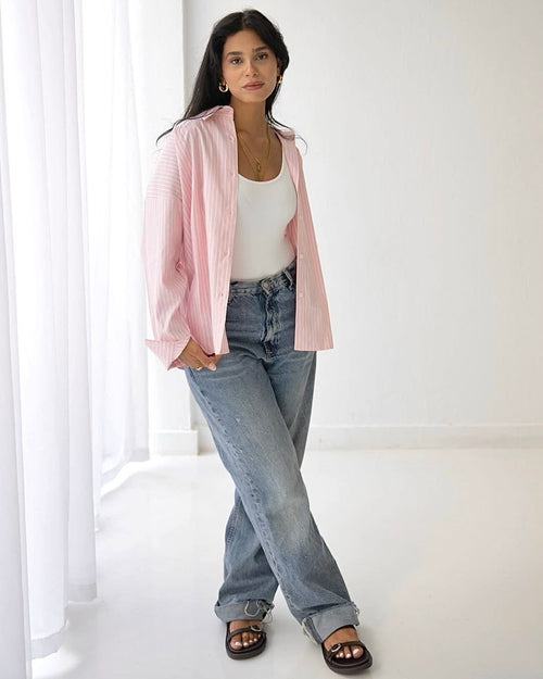 Pink Striped Poplin Shirt