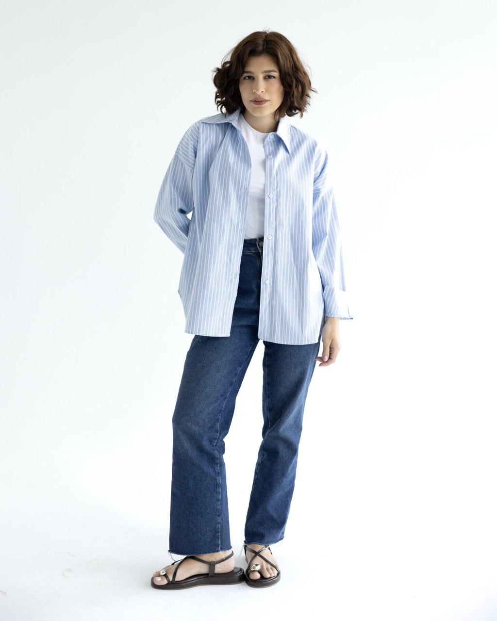 Striped poplin shirt